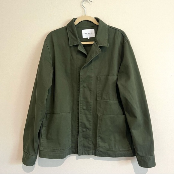 Frame Cotton Utility Workwear Jacket in Rifle Green Size Large - Picture 2 of 13